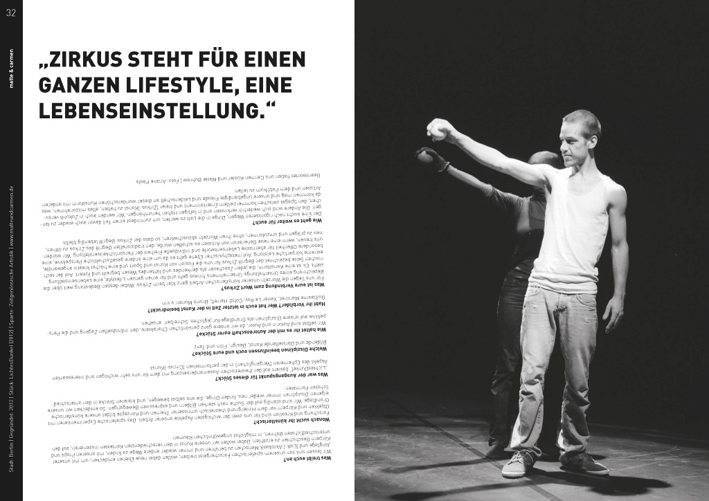 Doppelseite aus Magazin Initiative Neuer Zirkus
