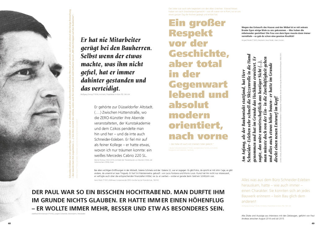 Doppelseite aus Magazin zur Ausstellung "Paul Schneider von Esleben – Das Erbe der Nachkriegsmoderne"