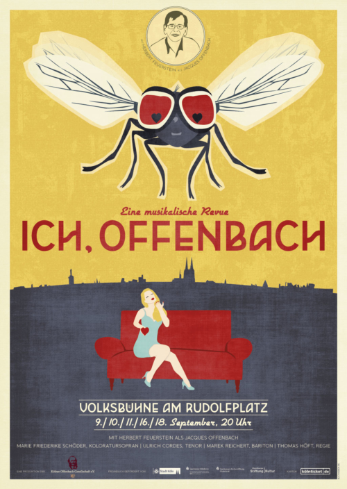 Plakat zu "Ich, Offenbach" an der Voksbühne am Rudolfplatz